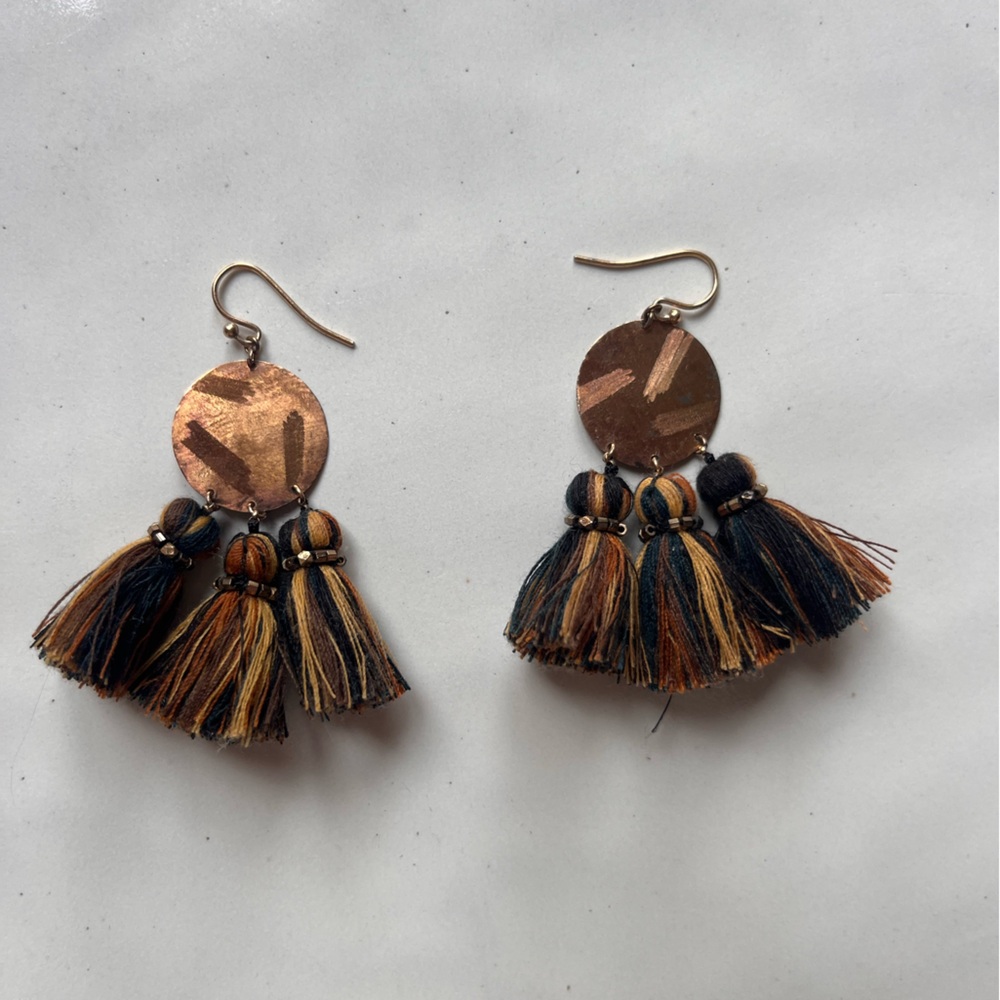 Chan Luu Gold and Black Tassel Earrings